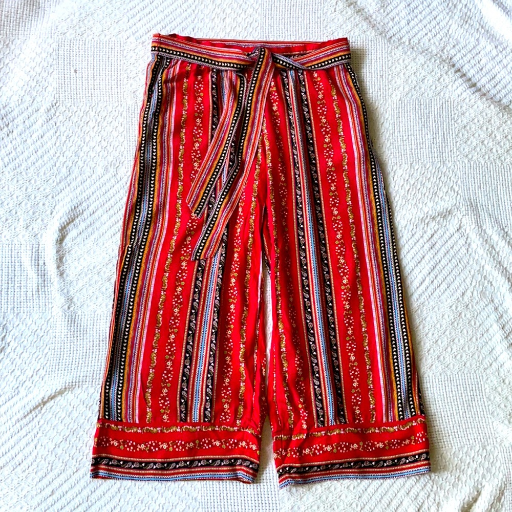 Loft cropped wide leg pull on pants